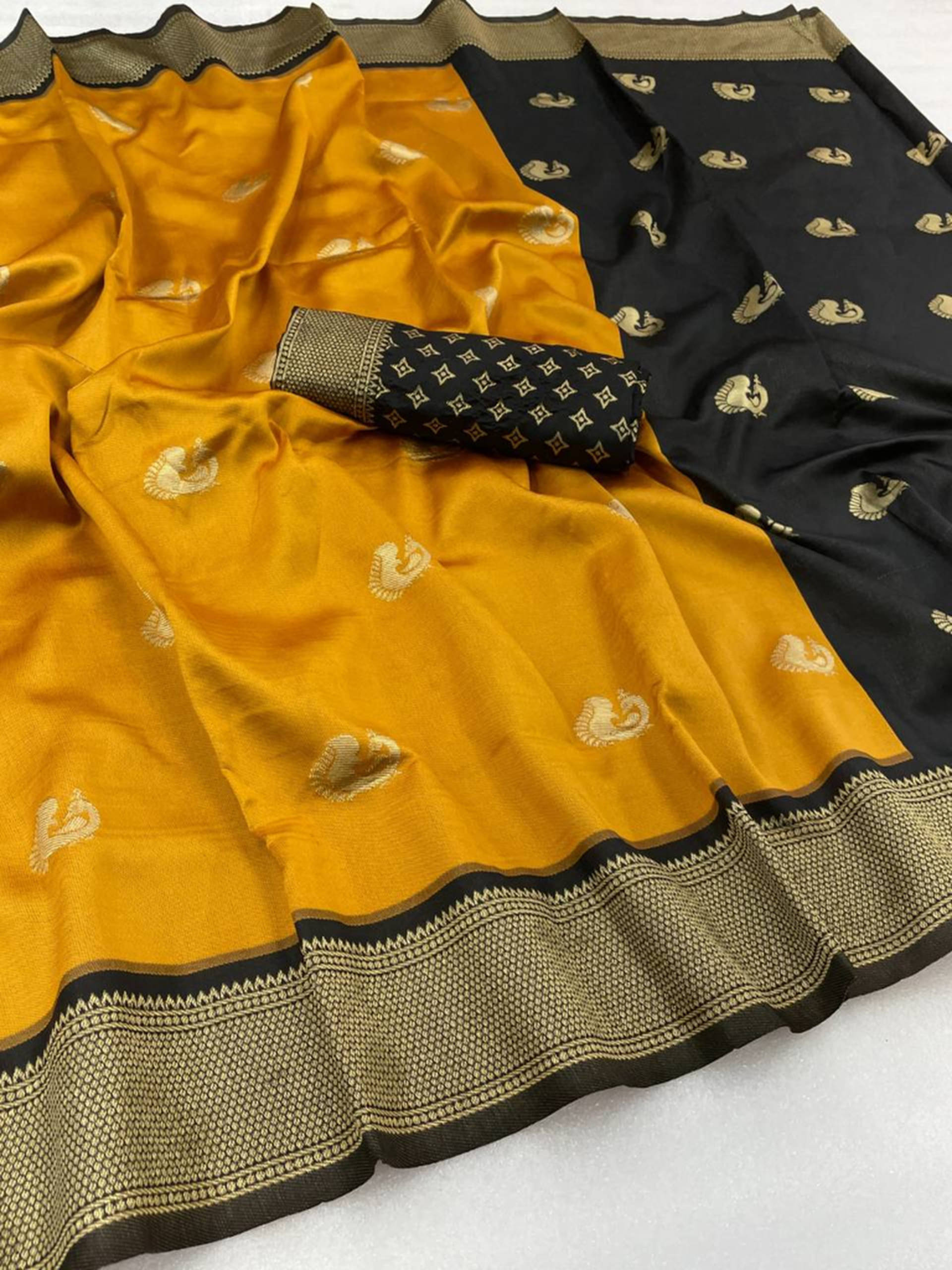 Bansari Textile Jacquard Self Design Kanjeevaram Sarees With Unstitched Blouse Piece ( Yellow ) Bansari Textile Jacquard Self Design Kanjeevaram Sarees With Unstitched Blouse Piece ( Yellow )