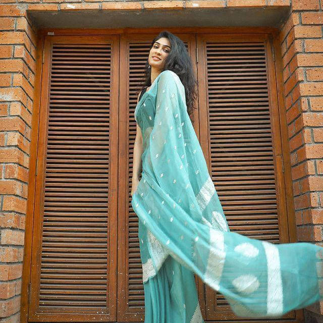     			Bansari Textile Jacquard Woven Banarasi saree With Unstitched Blouse Piece ( Light Green )