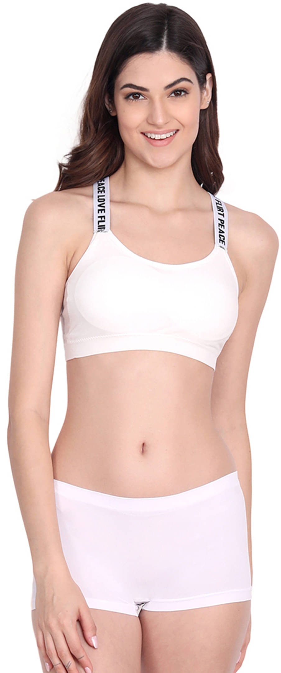     			Bigbest Feb Pack of 1 Nylon Lightly Padded Sports Bra For Women ( White )