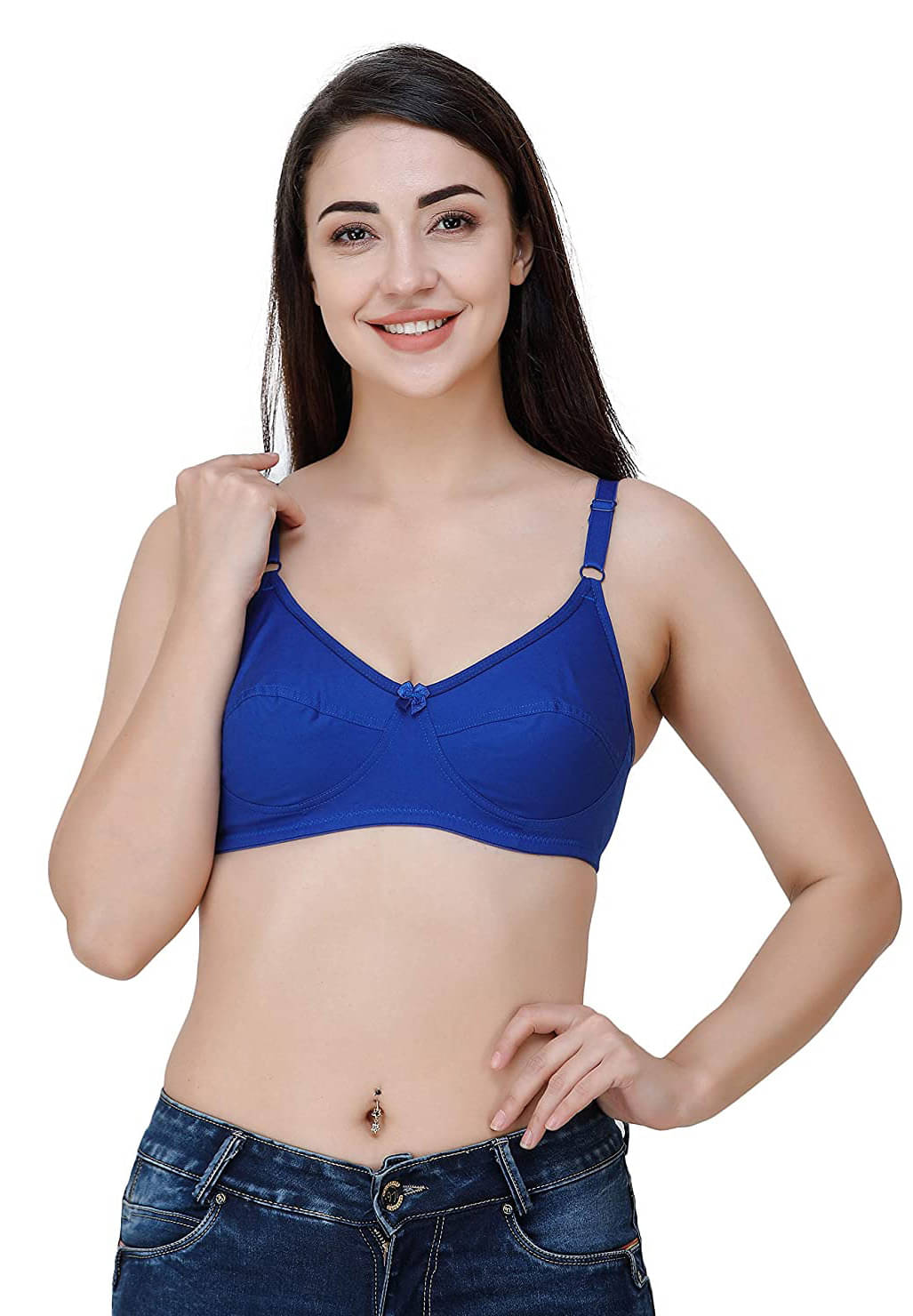     			COLLEGE GIRL Pack of 1 Cotton Blend Non Padded Everyday Bra For Women ( Blue )