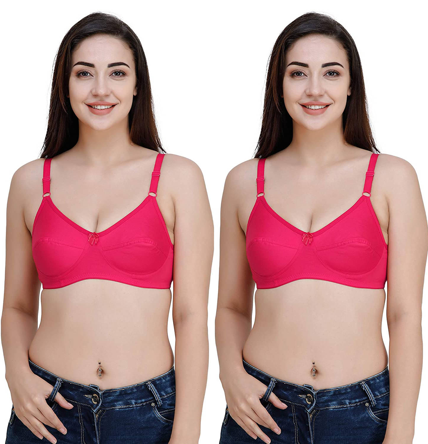 COLLEGE GIRL Pack of 2 Cotton Blend Non Padded Everyday Bra For Women ( Pink ) COLLEGE GIRL Pack of 2 Cotton Blend Non Padded Everyday Bra For Women ( Pink )