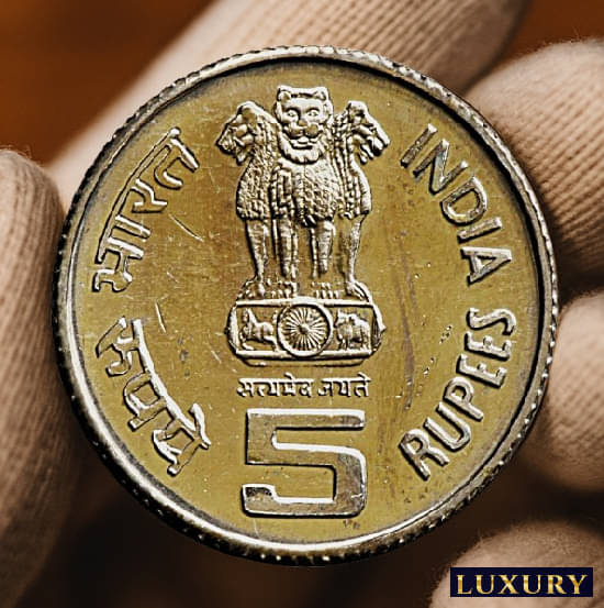     			Extremely Rare 5 Rupees 1996 Crop Science old Fancy Most Demanded India Coin