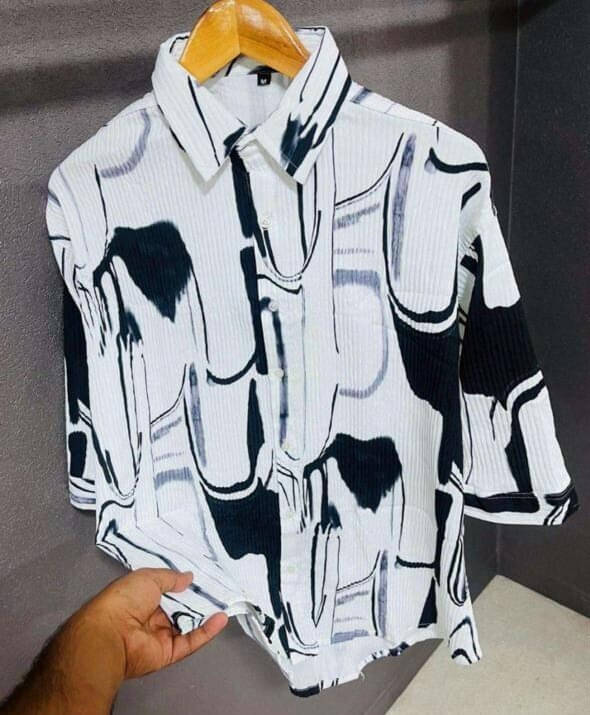     			Fabzy Corduroy Oversized Fit Printed 3/4th Sleeves Men's Casual Shirt - Multicolor ( Pack of 1 )