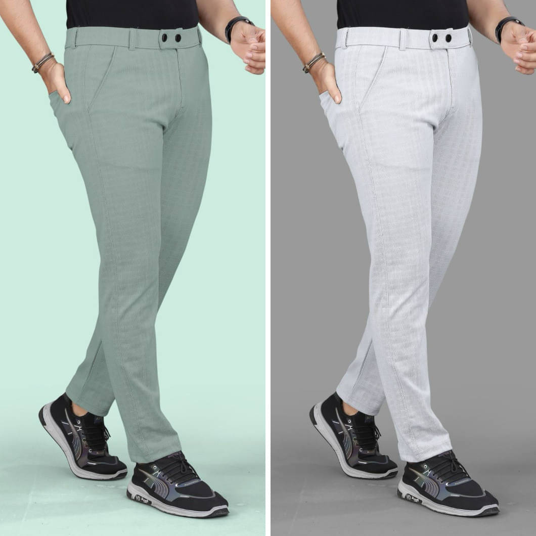     			Fabzy Regular Flat Men's Trouser - Multicolor 13 ( Pack of 2 )
