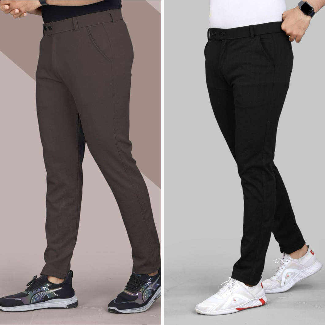     			Fabzy Regular Flat Men's Trouser - Multicolor 1 ( Pack of 2 )