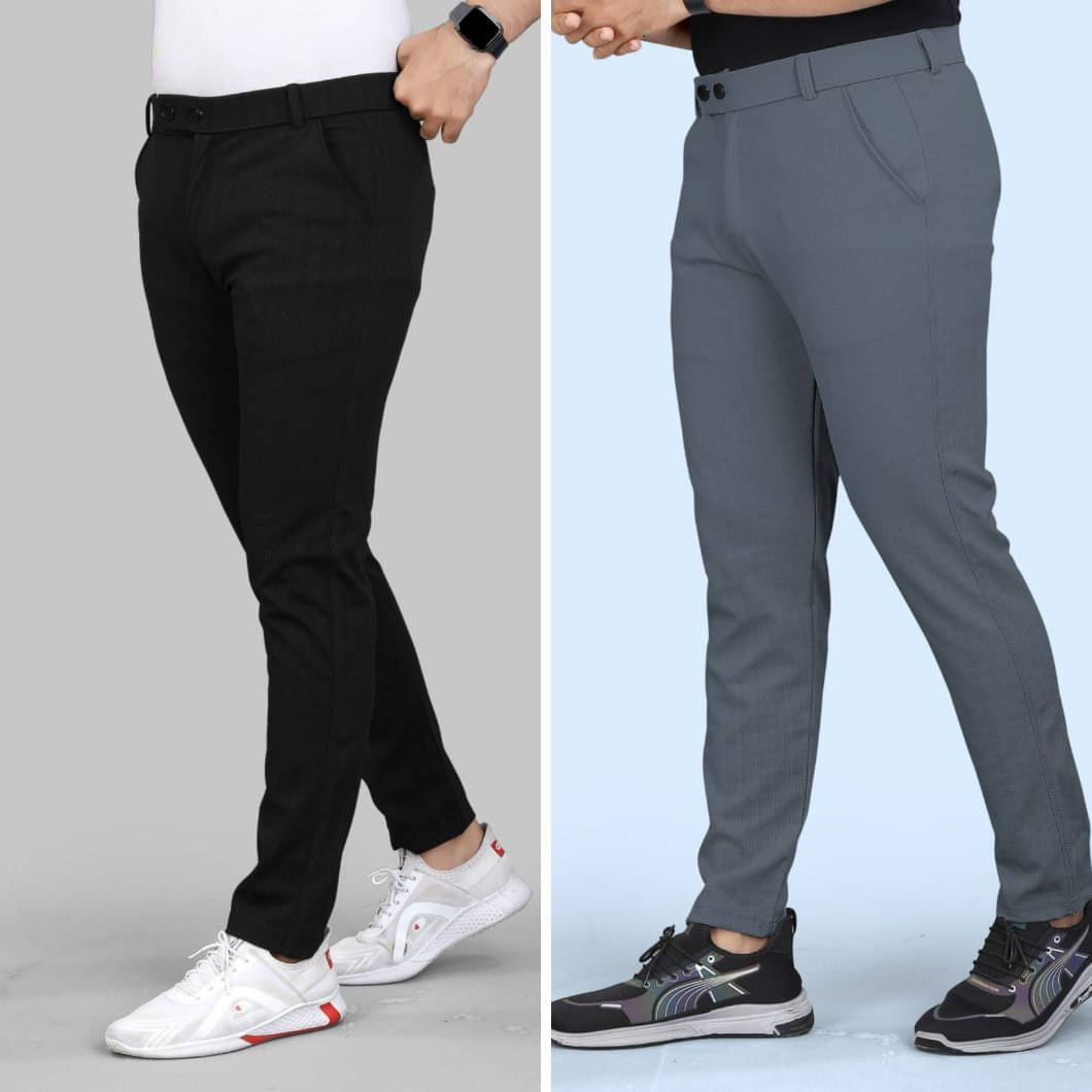     			Fabzy Regular Flat Men's Trouser - Multicolor 2 ( Pack of 2 )