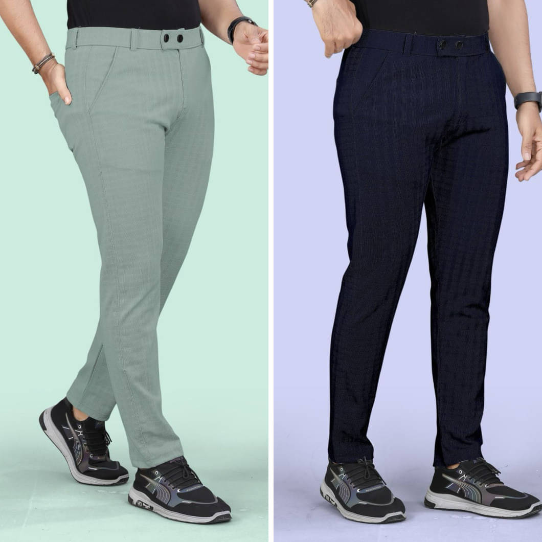     			Fabzy Regular Flat Men's Trouser - Multicolor 14 ( Pack of 2 )