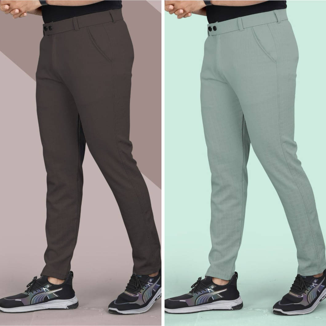     			Fabzy Regular Flat Men's Trouser - Multicolor 6 ( Pack of 2 )