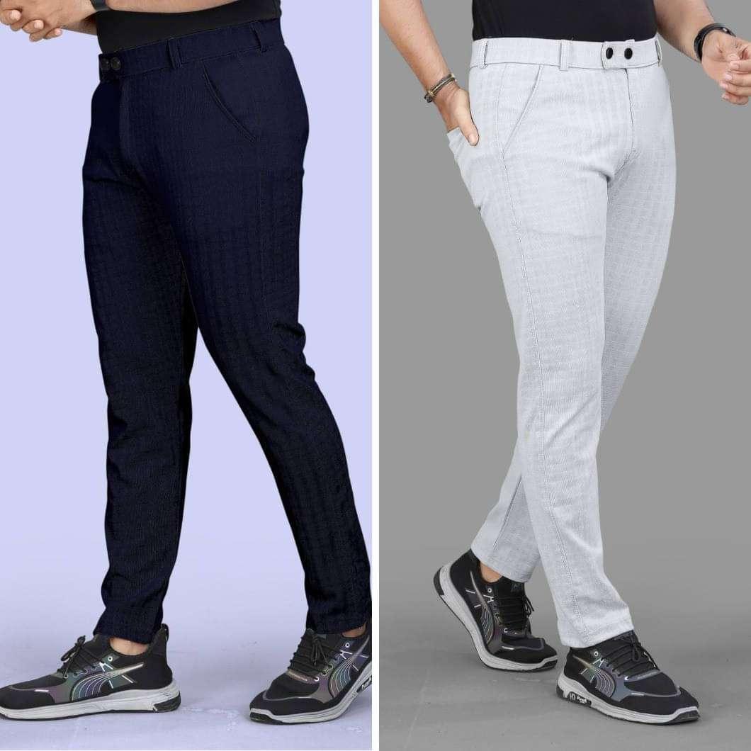     			Fabzy Regular Flat Men's Trouser - Multicolor 11 ( Pack of 2 )