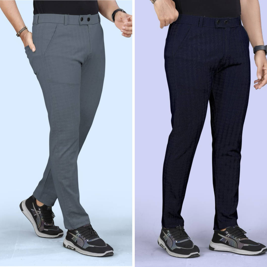     			Fabzy Regular Flat Men's Trouser - Multicolor 10 ( Pack of 2 )