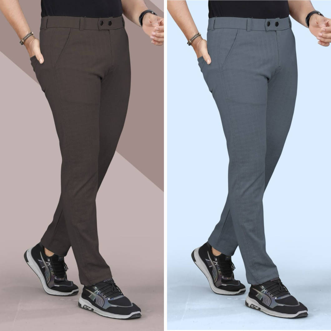     			Fabzy Regular Flat Men's Trouser - Multicolor 5 ( Pack of 2 )