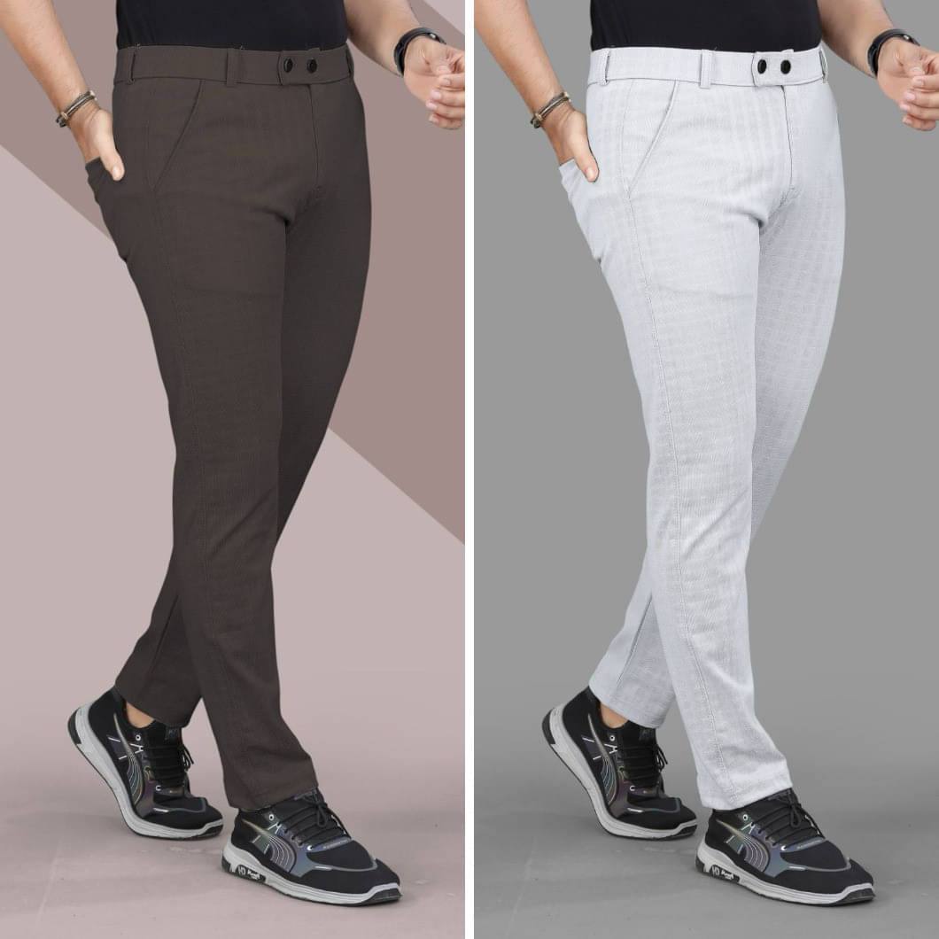     			Fabzy Regular Flat Men's Trouser - Multicolor 7 ( Pack of 2 )