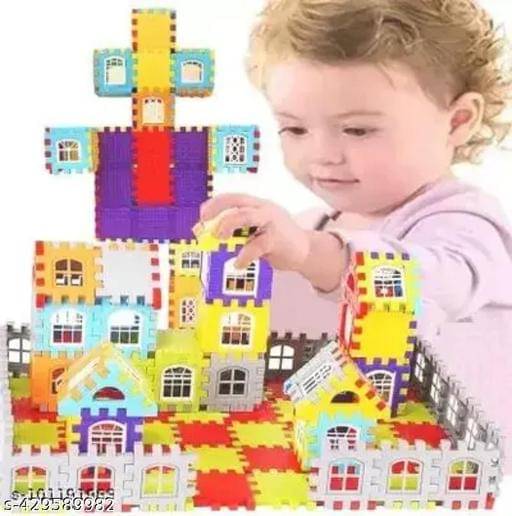     			Home Building Block 80+ pieces Kids DIY House Building Blocks - Creative Learning Fun Educational Toys Learning Plastic Puzzles Windows Kids Early Game Set for Children Boys & Girls 2,3,4,5,6,7+ Years old Activity toy gift under 200 100 Cactus Pillow Cushi