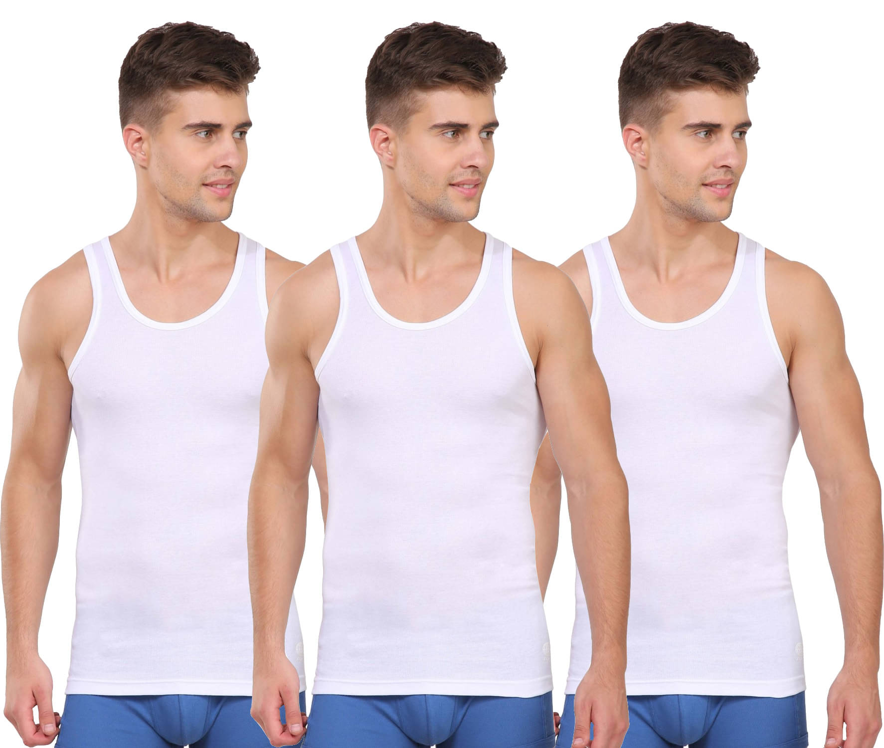 Jockey Pack of 3 Cotton Blend Basic Vest For Men ( White )     			Jockey Pack of 3 Cotton Blend Basic Vest For Men ( White )