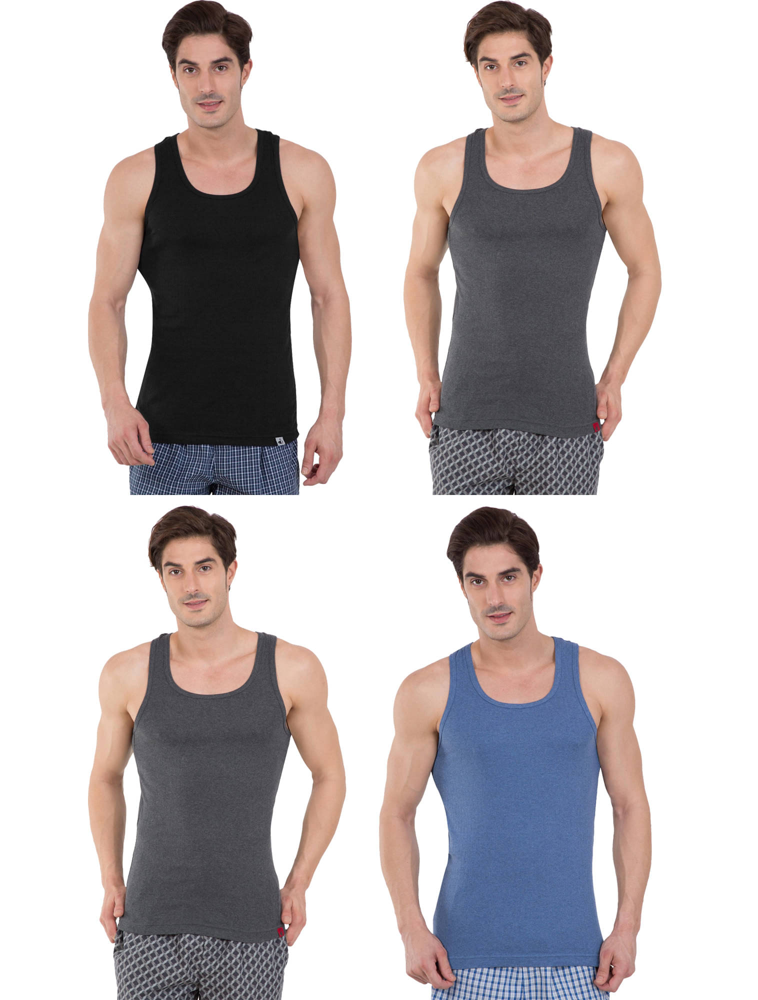 Jockey Pack of 4 Cotton Basic Vest For Men ( Multicolor )     			Jockey Pack of 4 Cotton Basic Vest For Men ( Multicolor )