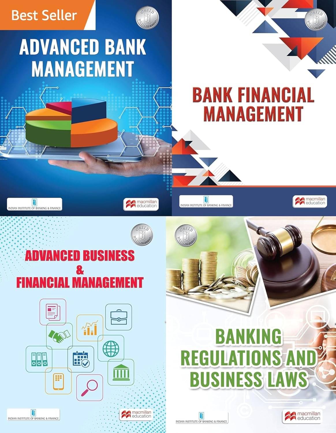     			Macmillan - CAIIB 2025 Exam Edition - ABM + BFM + Adv. Business & Financial Mgmt + BRBL - by IIBF - Combo Set of 4 Books Bundle - Revised for 2025 Exams