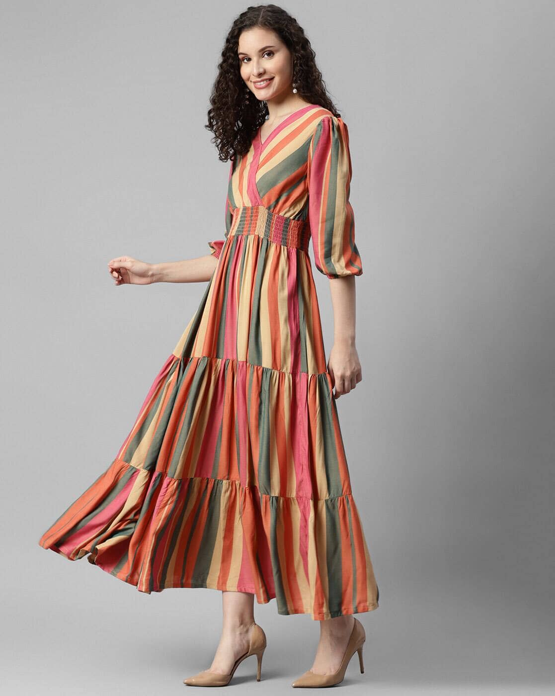 RAIYANI FASHION Women Crepe Printed Fit & Flare Dress ( Multicolor )