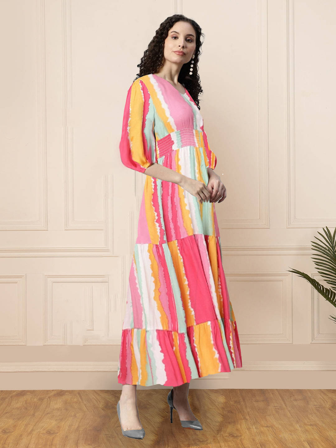     			RAIYANI FASHION Women Crepe Printed Fit & Flare Dress ( Pink )