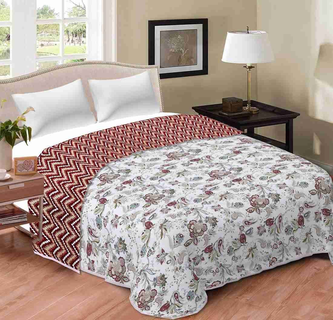     			Reversible Floral Printed Single Bed Dohar for AC Room - 152 cm x 244 cm (Width x Height)