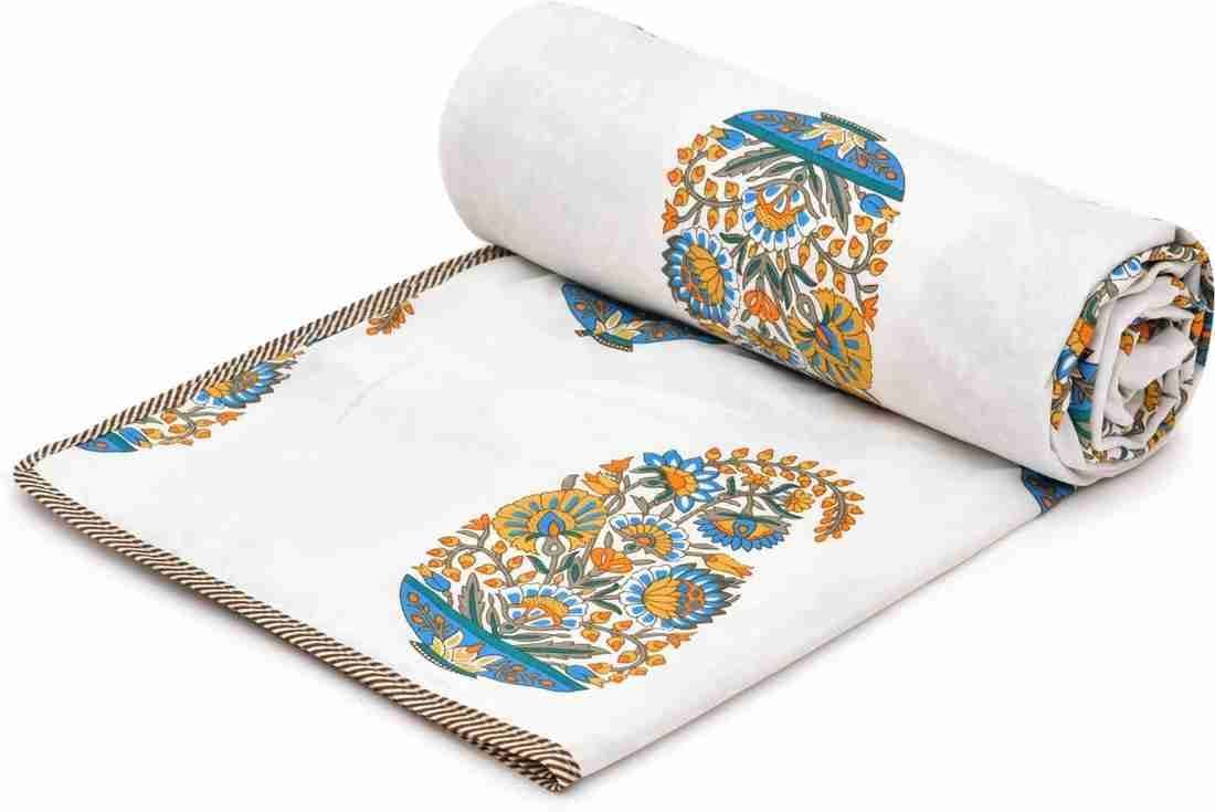     			Reversible Floral Printed Single Bed Dohar for AC Room - 152 cm x 244 cm (Width x Height)