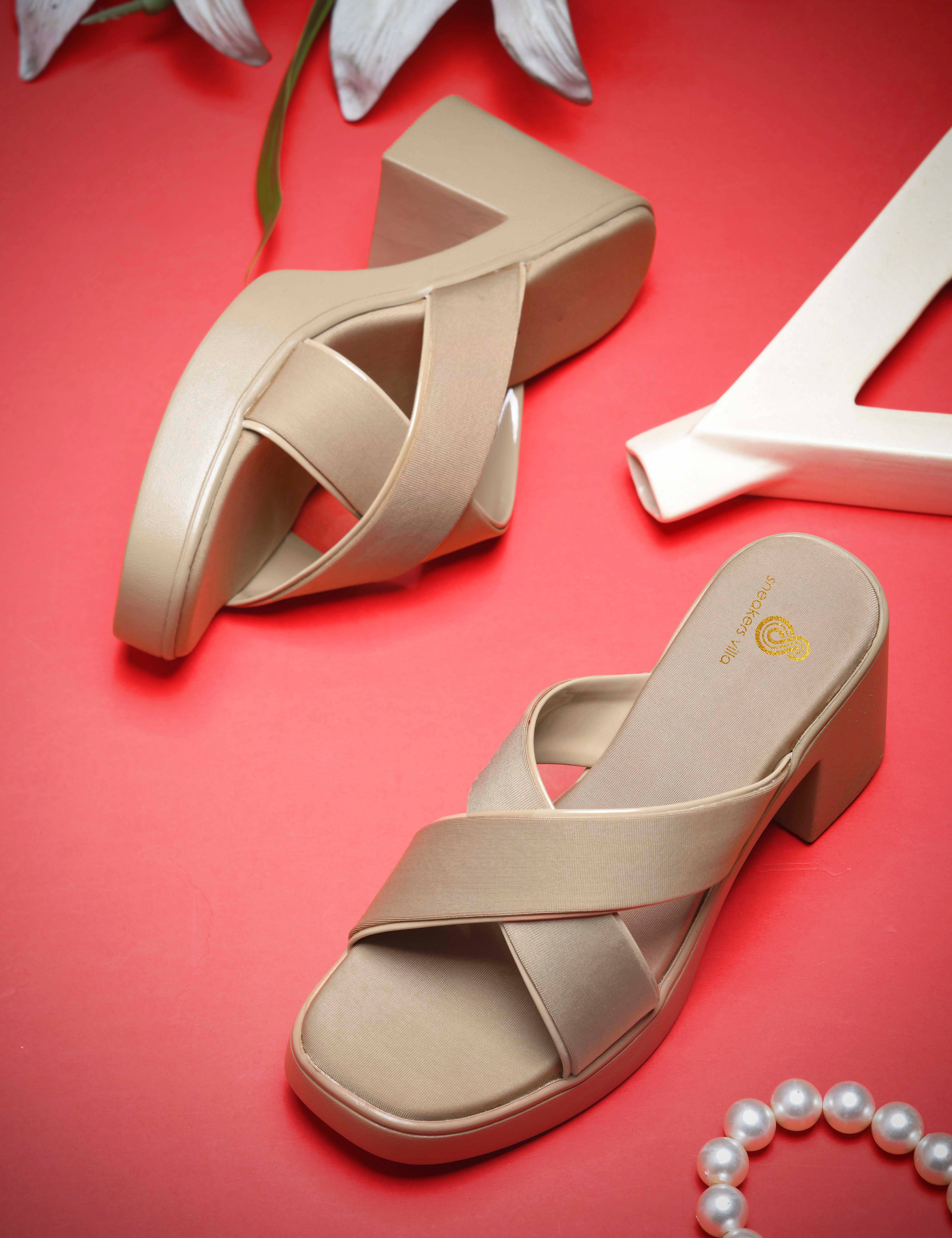    			Sneakersvilla Beige Women's Sandal Heels
