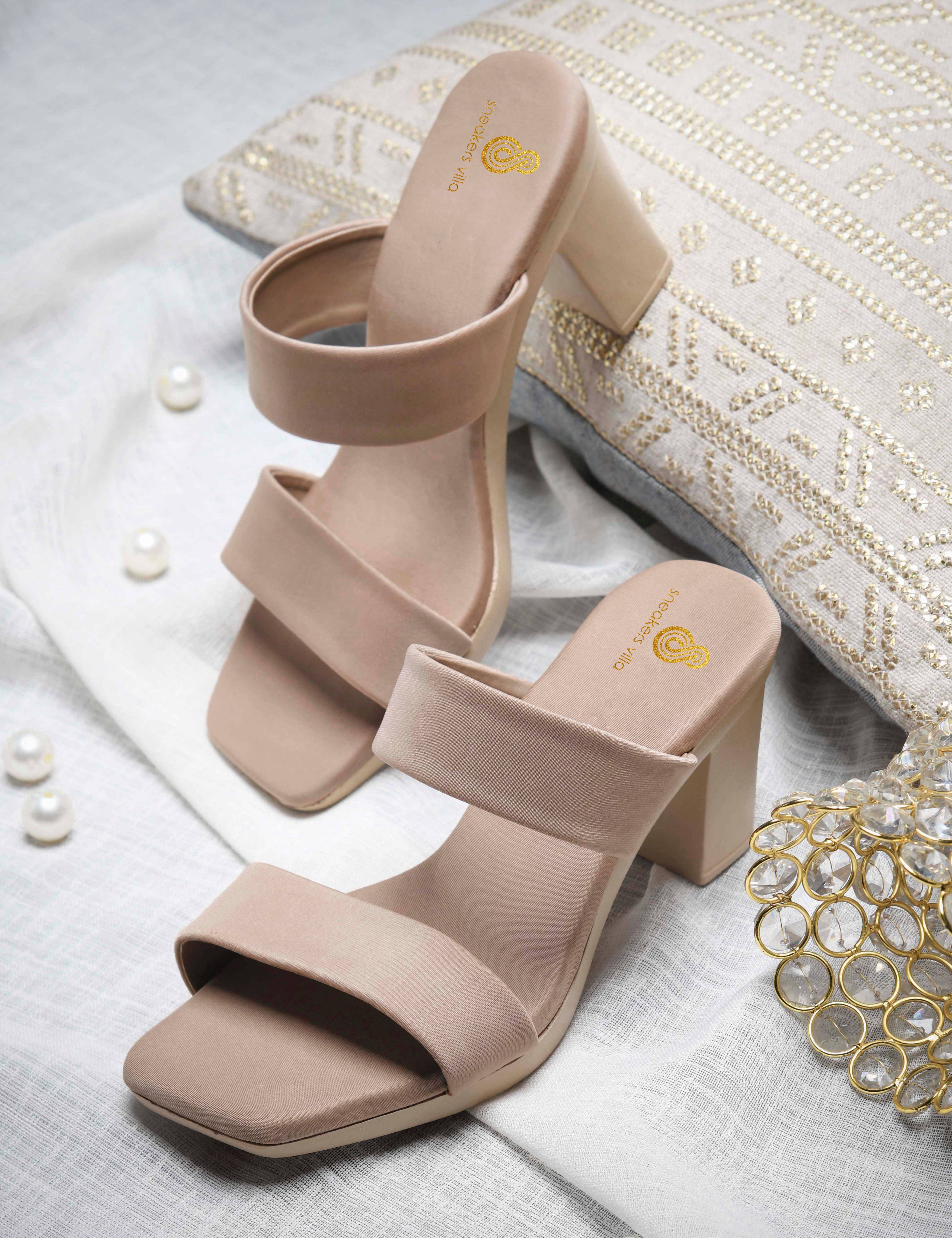Sneakersvilla Beige Women's Sandal Heels - Heels | Buy online on ZillyBuy