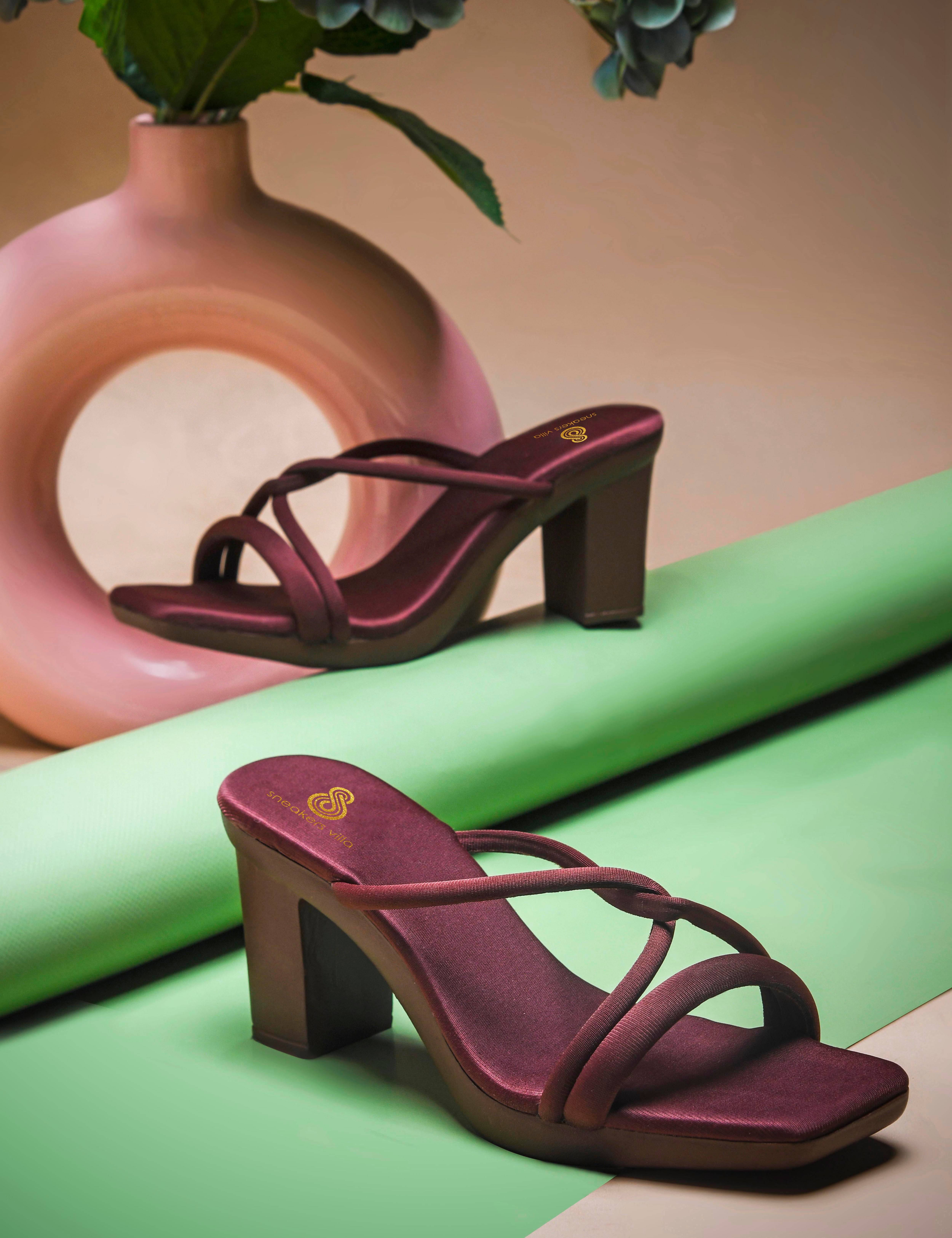    			Sneakersvilla Maroon Women's Sandal Heels