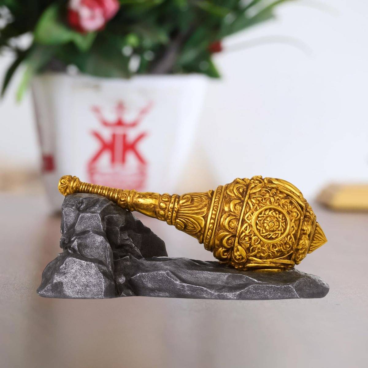 Tiny Shiny Hanuman Ji Gada Bajrang Bali Gada Hanuman Sota Decorative Showpiece for Pooja Room Decoration Home Decor Living Room Tiny Shiny Hanuman Ji Gada Bajrang Bali Gada Hanuman Sota Decorative Showpiece for Pooja Room Decoration Home Decor Living Room