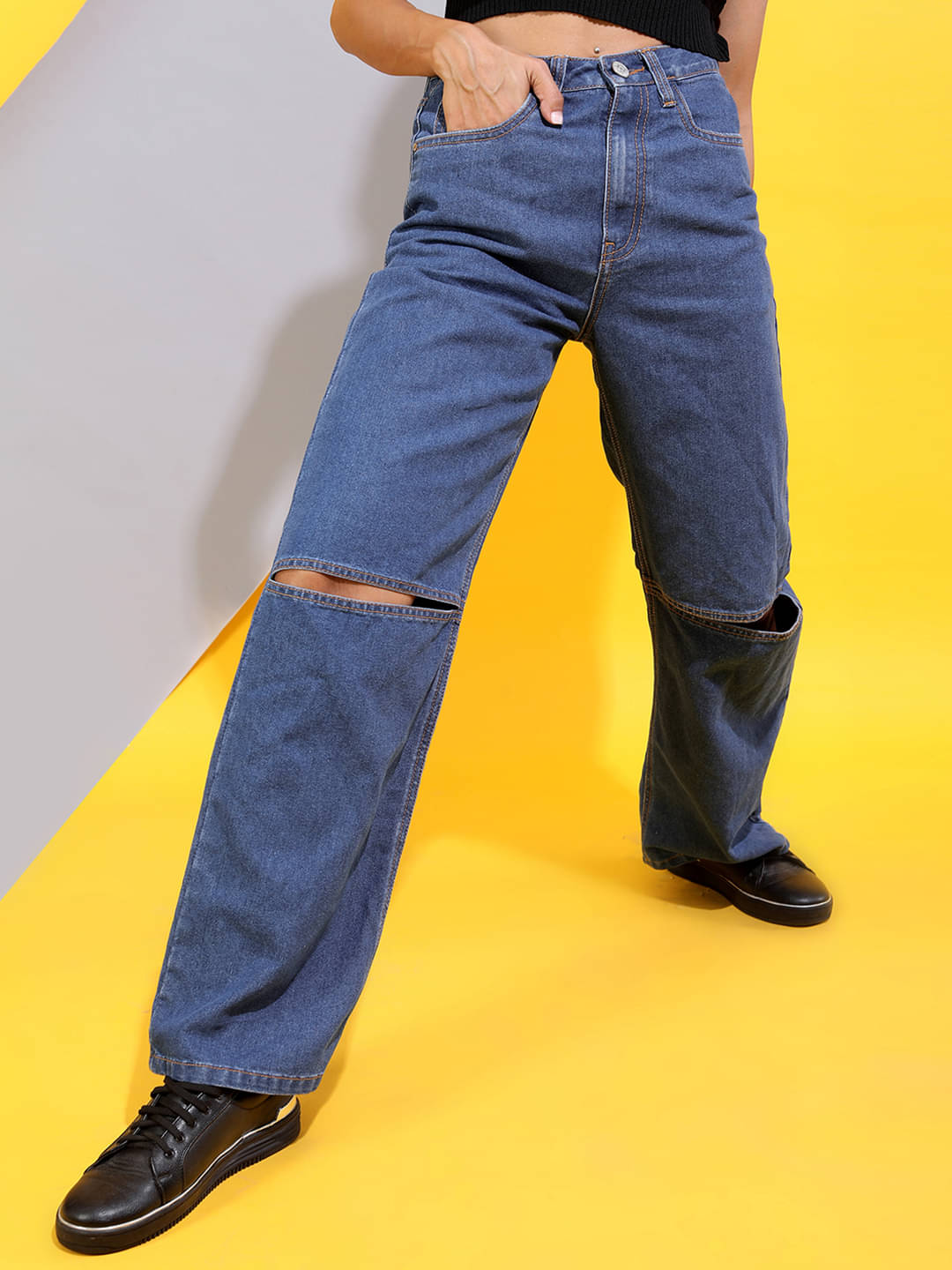     			Tokyo Talkies Women's Dad Fit Mid-Rise Jeans ( Blue )