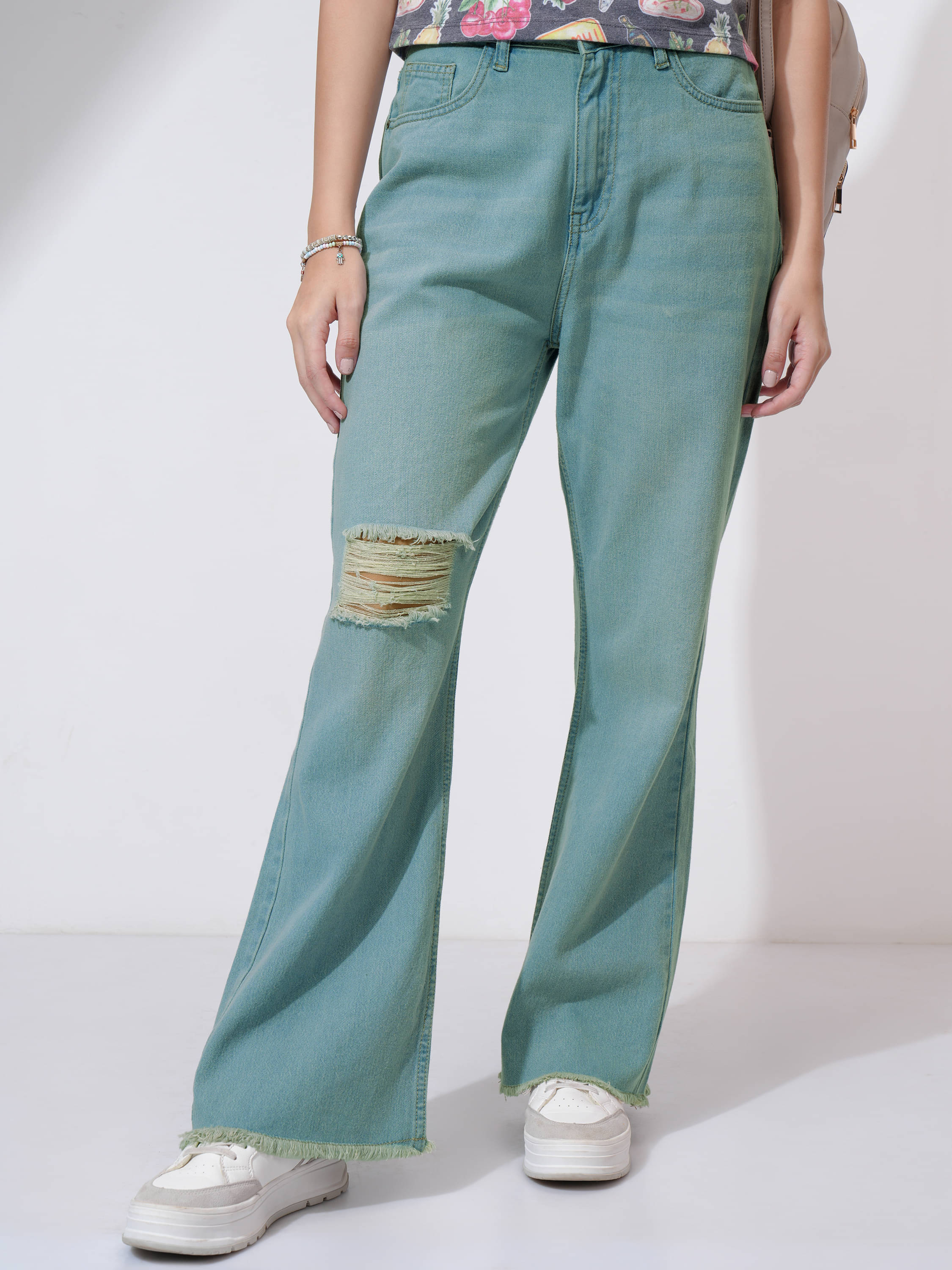     			Tokyo Talkies Women's Flared Mid-Rise Jeans ( Light Blue )