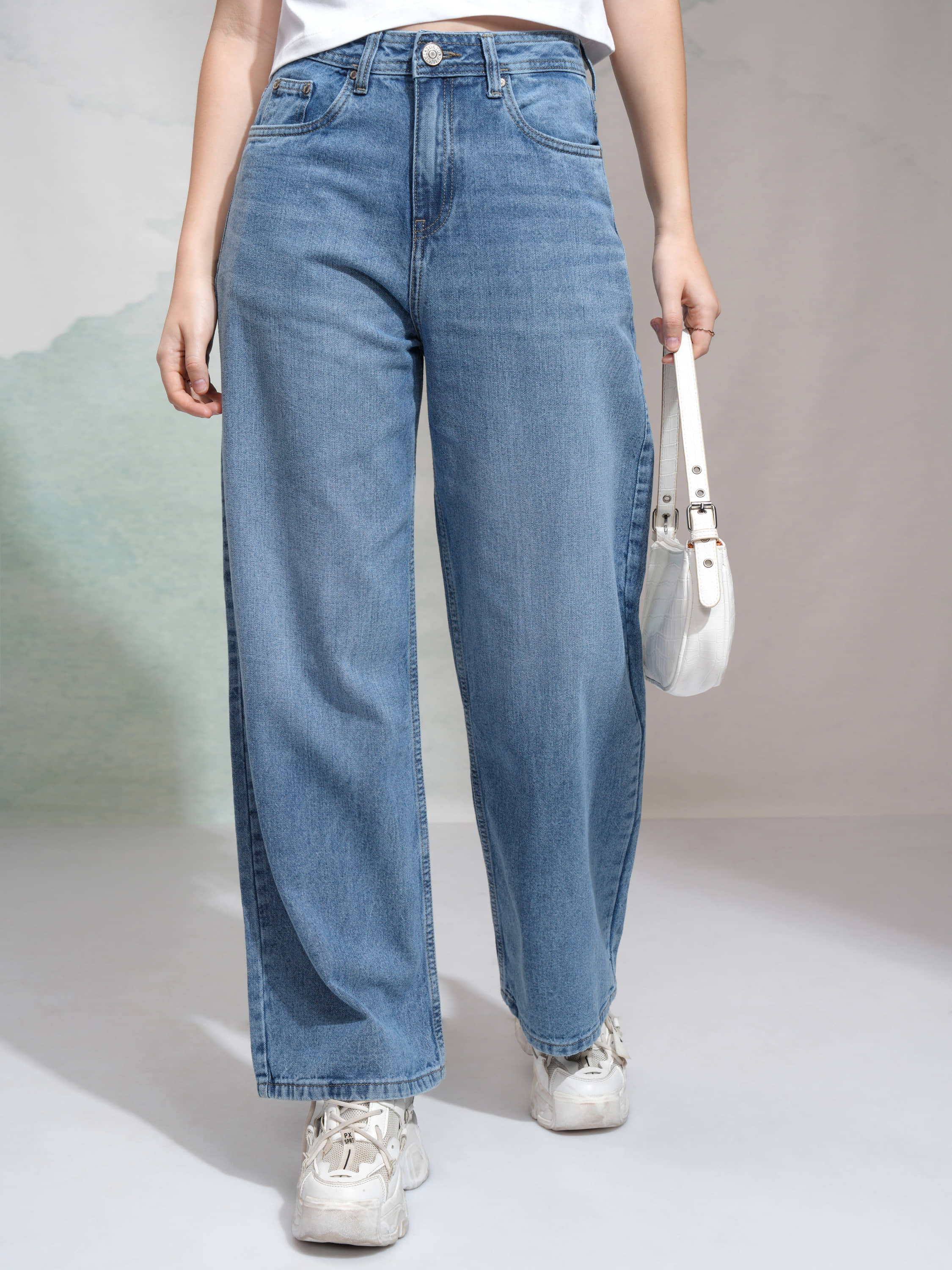 Tokyo Talkies Women's Flared Mid-Rise Jeans ( Light Blue ) - Jeans | Buy online on ZillyBuy