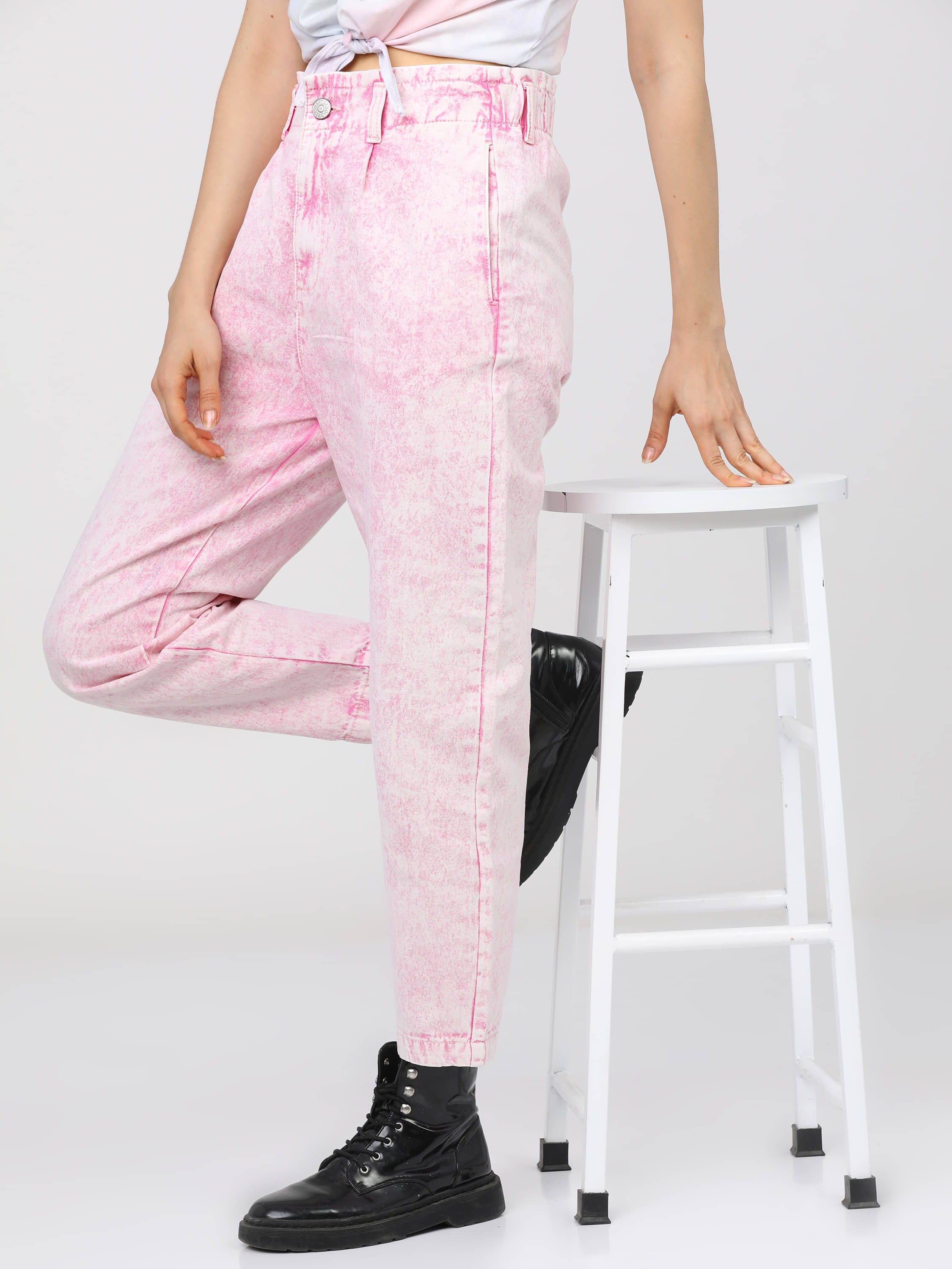 Tokyo Talkies Women's Mom Fit Mid-Rise Jeans ( Pink ) - Jeans | Buy online on ZillyBuy