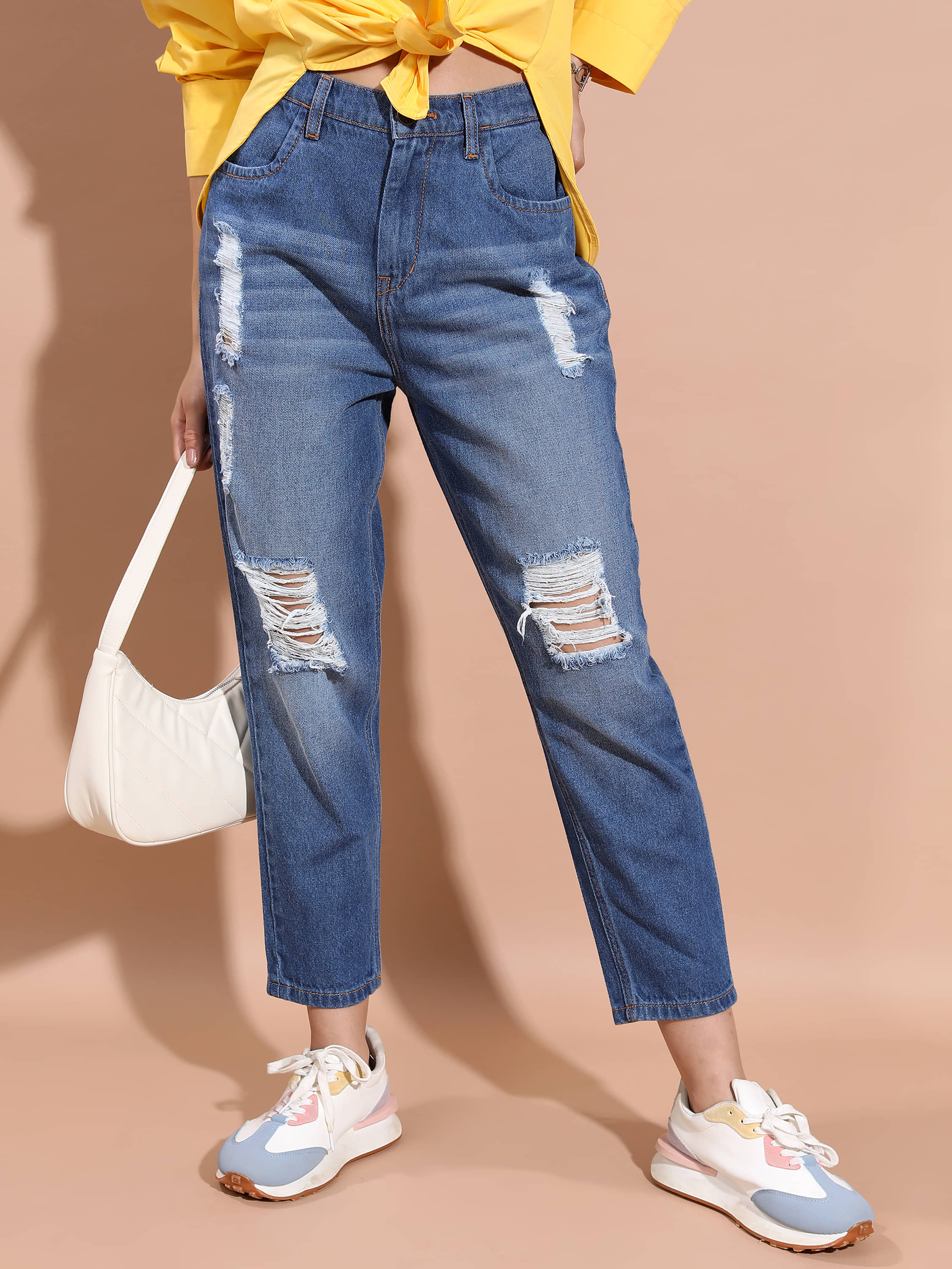 Tokyo Talkies Women's Relaxed Fit Mid-Rise Jeans ( Blue ) - Jeans | Buy online on ZillyBuy