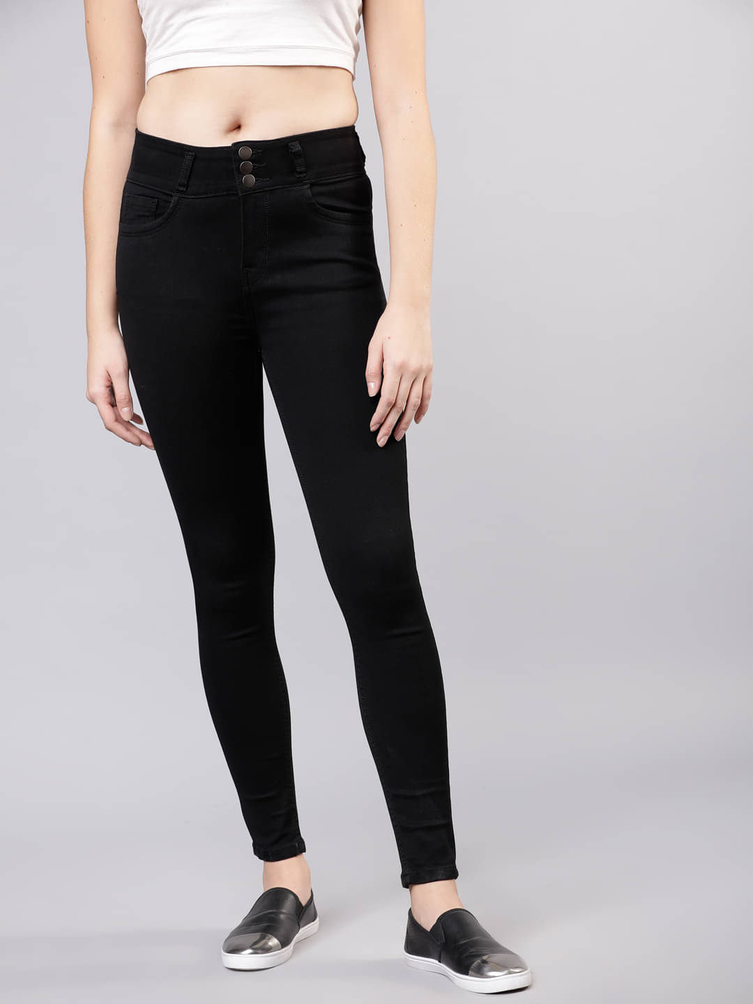     			Tokyo Talkies Women's Skinny Fit Mid-Rise Jeans ( Black )