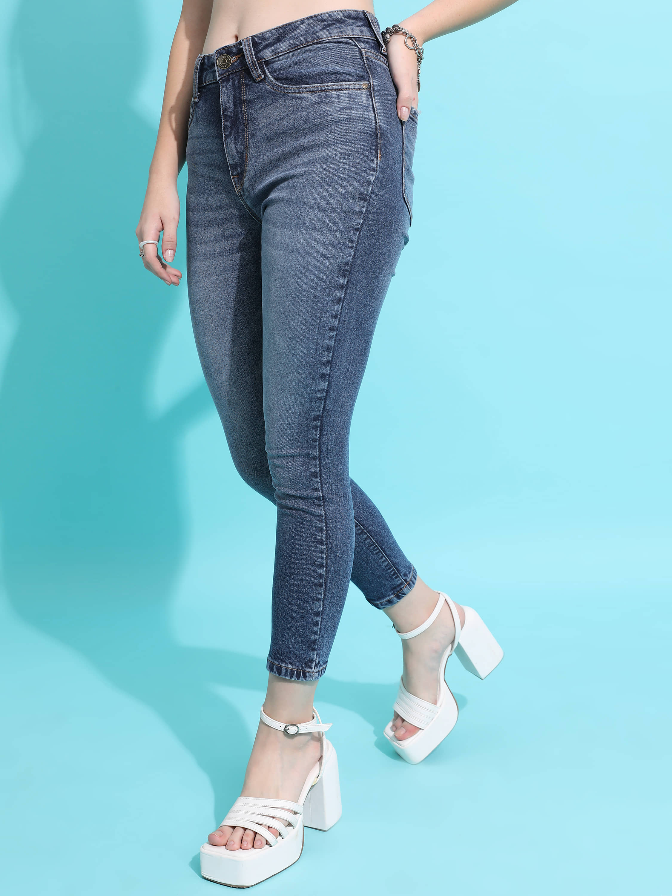 Tokyo Talkies Women's Skinny Fit Mid-Rise Jeans ( Blue ) - Jeans | Buy online on ZillyBuy