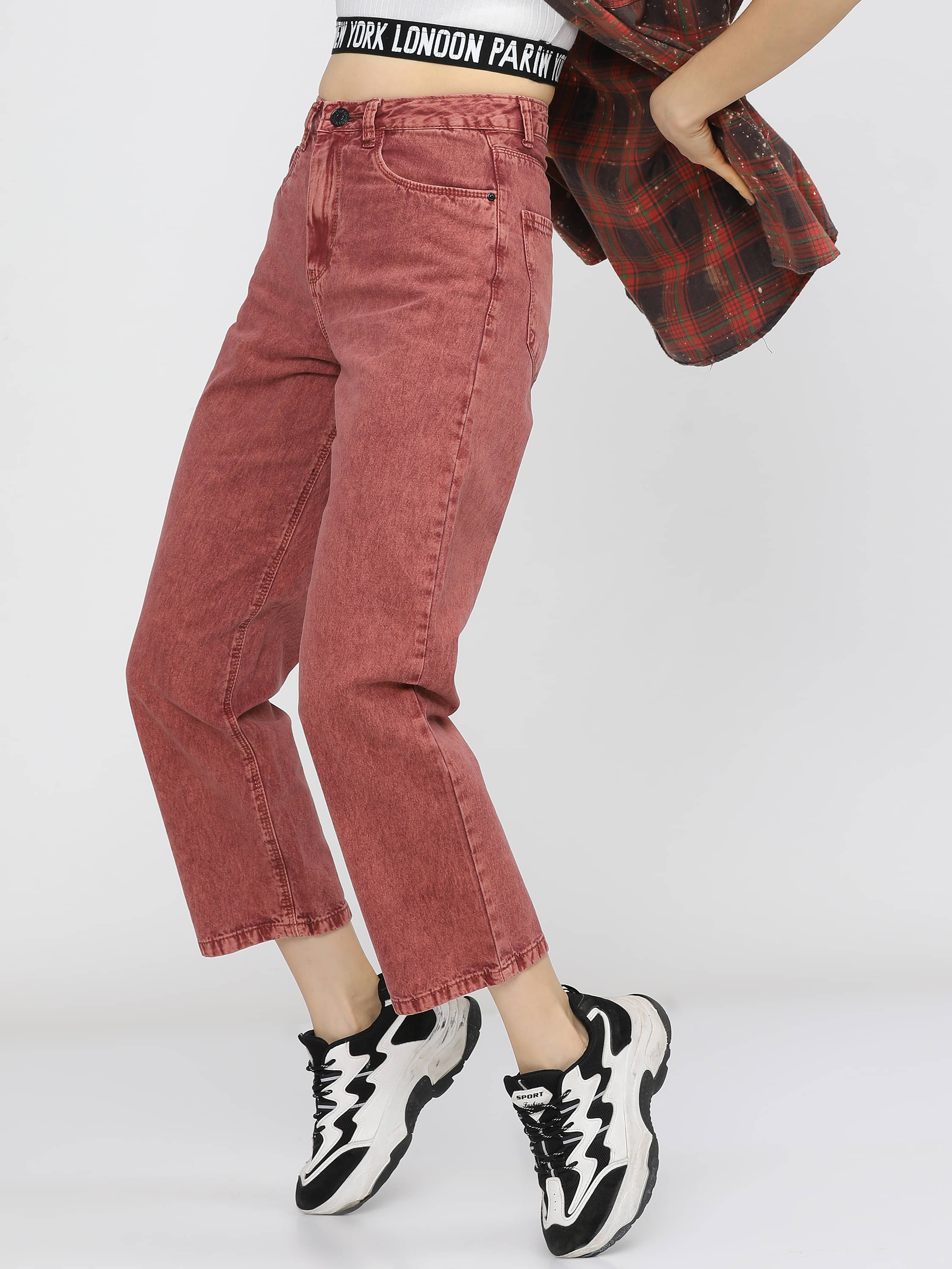    			Tokyo Talkies Women's Wide Leg High-Rise Jeans ( Rust )