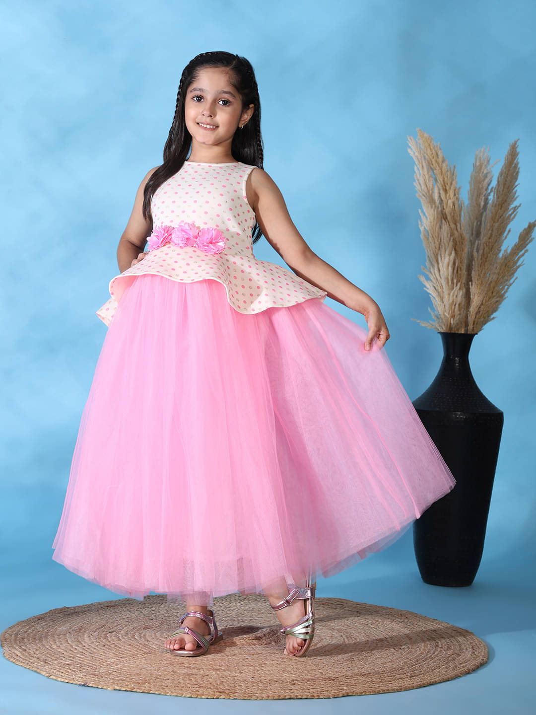     			Toy Balloon Kids Net Gown For Girls ( Pack of 1 , Baby Pink )