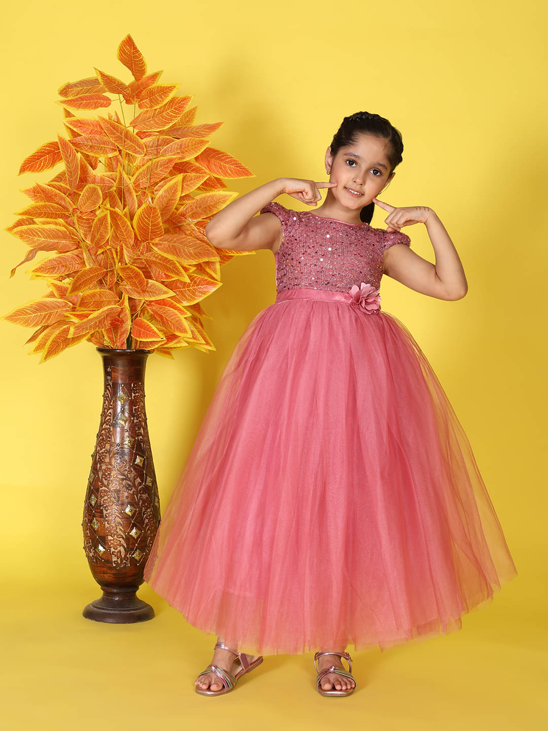     			Toy Balloon Kids Sequin Gown For Girls ( Pack of 1 , Pink )
