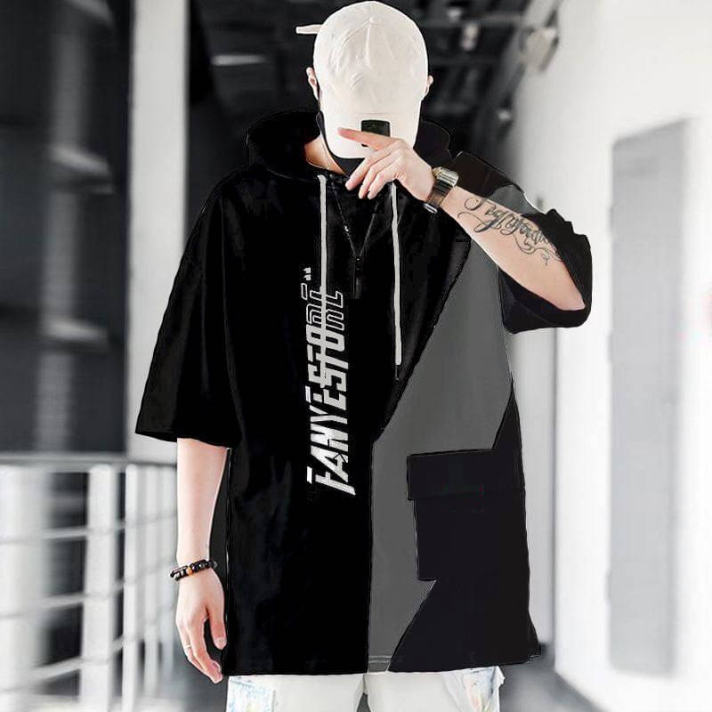 eddicted Men Cotton Blend Oversized Fit Printed T-Shirt ( Black ) eddicted Men Cotton Blend Oversized Fit Printed T-Shirt ( Black )