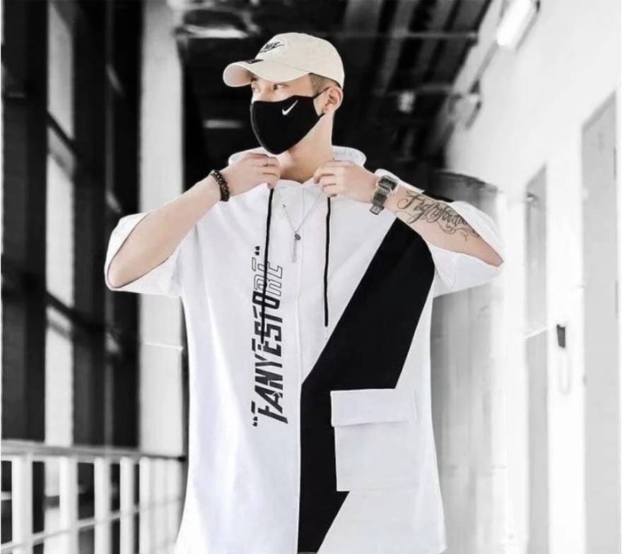 eddicted Men Cotton Blend Oversized Fit Striped T-Shirt ( White ) eddicted Men Cotton Blend Oversized Fit Striped T-Shirt ( White )