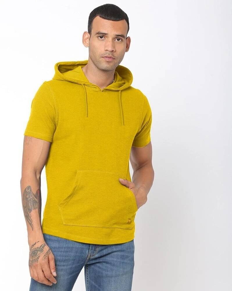 eddicted Men Cotton Blend Relaxed Fit Solid T-Shirt ( Yellow ) eddicted Men Cotton Blend Relaxed Fit Solid T-Shirt ( Yellow )