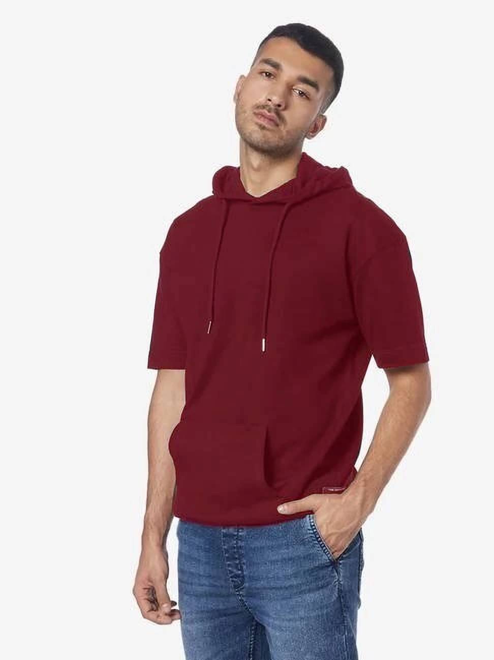     			eddicted Men Cotton Oversized Fit Solid T-Shirt ( Maroon )