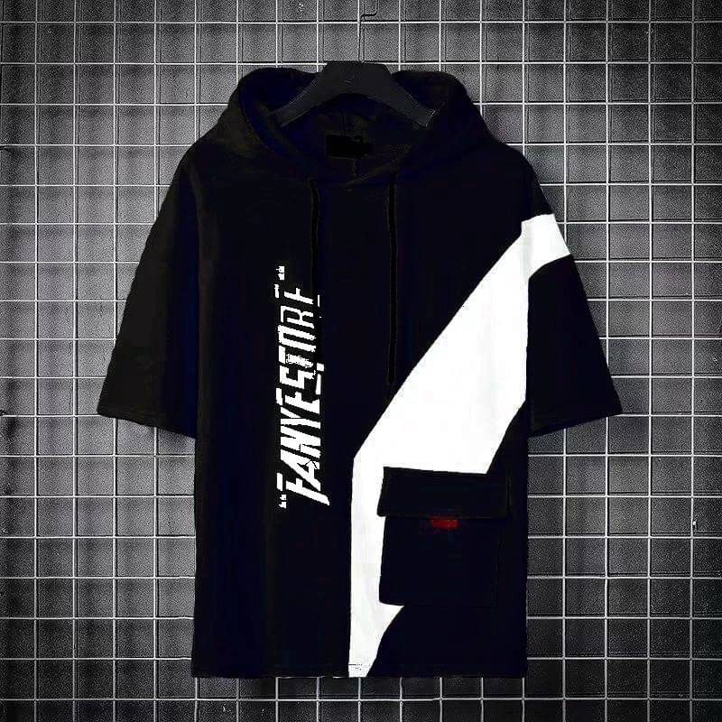 eddicted Men Cotton Oversized Fit Printed T-Shirt ( Black )     			eddicted Men Cotton Oversized Fit Printed T-Shirt ( Black )