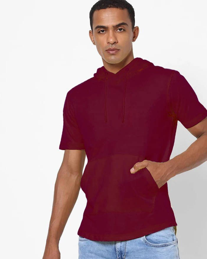 eddicted Men Cotton Oversized Fit Solid T-Shirt ( Maroon )     			eddicted Men Cotton Oversized Fit Solid T-Shirt ( Maroon )