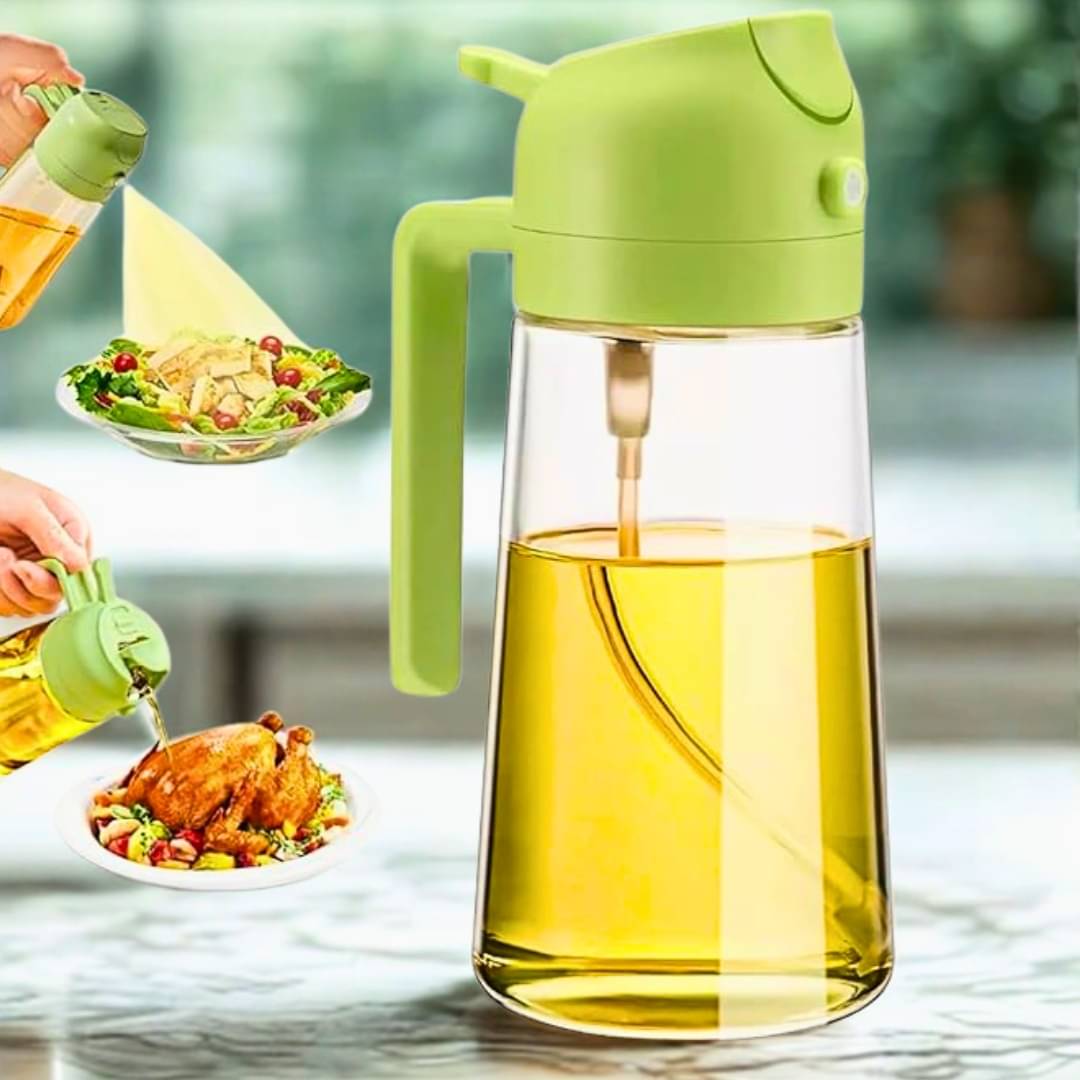     			500ml 2-in-1 Oil Dispenser & Sprayer Bottle | Glass Oil Pourer & Cooking Oil Spray for Kitchen, Olive Oil, Vinegar, Soy Sauce