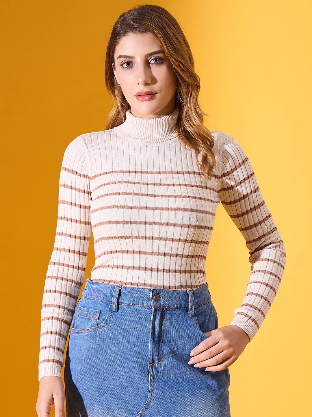     			98 Degree North Cotton High Neck Women's Pullovers - White ( Pack of 1 )