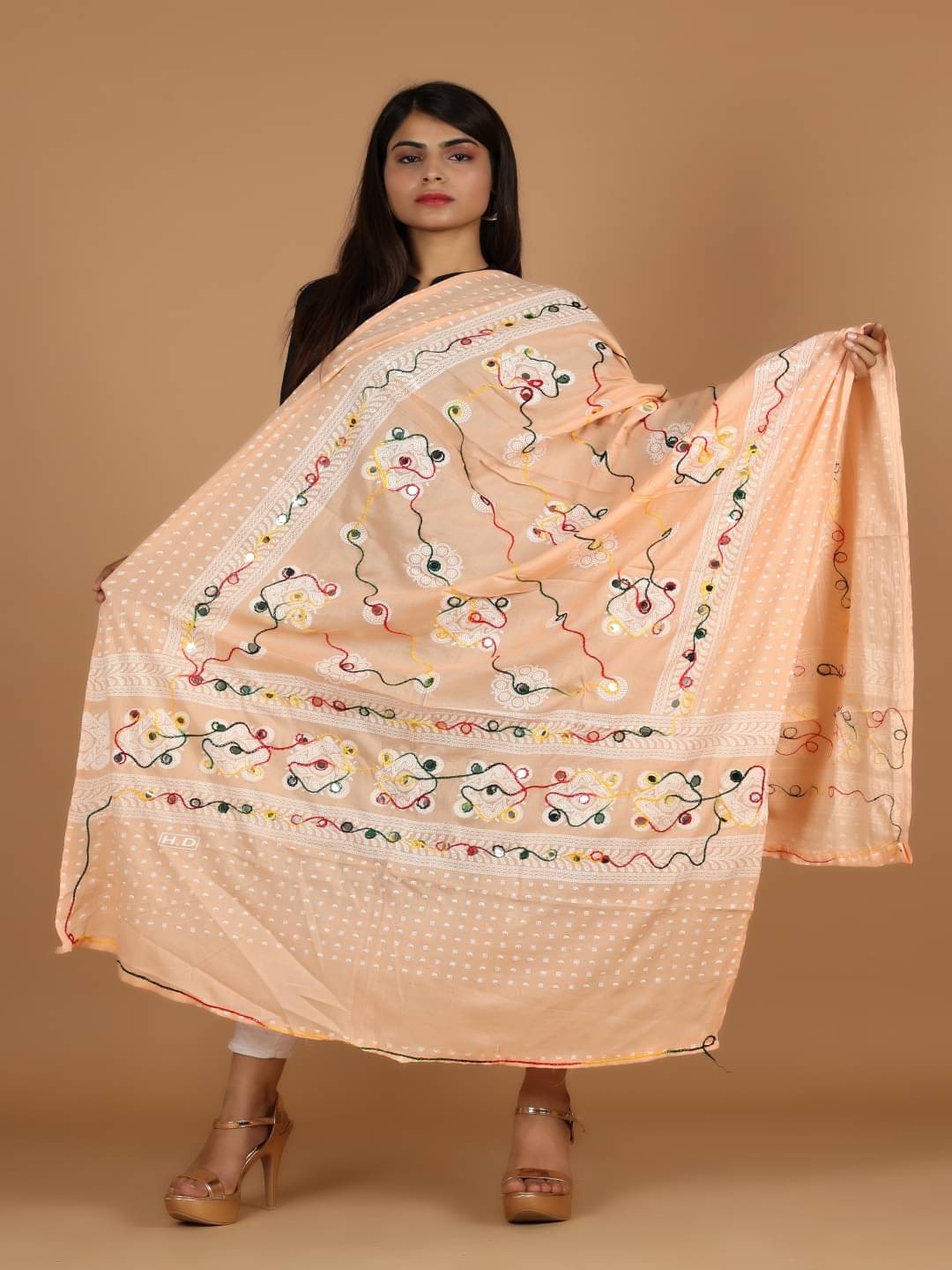 Anjaneya Creations Women Cotton Blend Dupatta ( Orange , Pack of 1 ) Anjaneya Creations Women Cotton Blend Dupatta ( Orange , Pack of 1 )