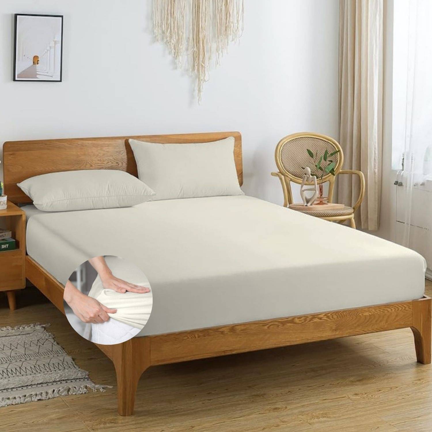 Apala Microfibre Solid Fitted 1 Bedsheet with 2 Pillow Covers ( King Size ) - Cream Apala Microfibre Solid Fitted 1 Bedsheet with 2 Pillow Covers ( King Size ) - Cream