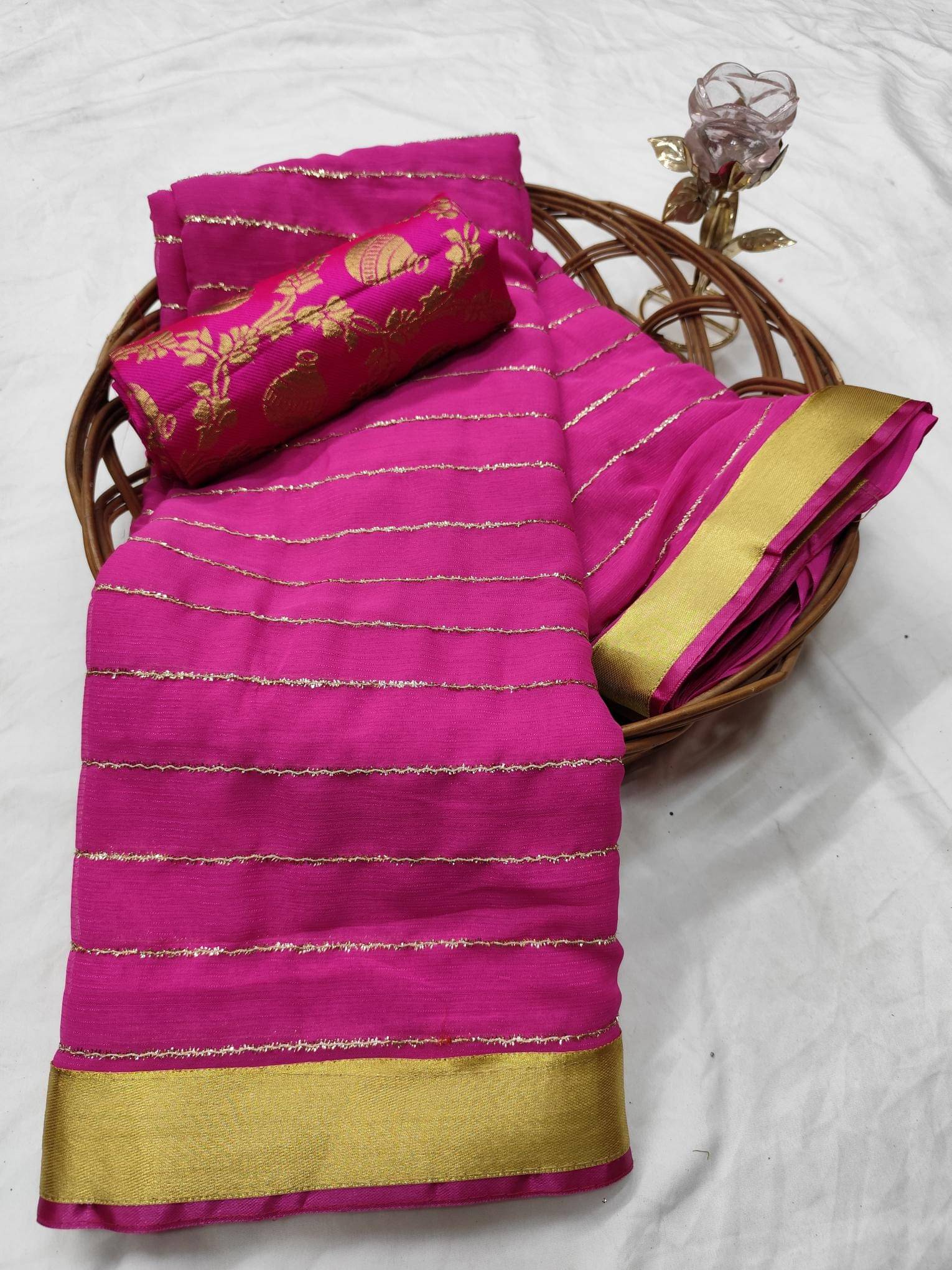 Avenue Creation Georgette Embroidered Regular Saree With Unstitched Blouse Piece ( Pink ) Avenue Creation Georgette Embroidered Regular Saree With Unstitched Blouse Piece ( Pink )