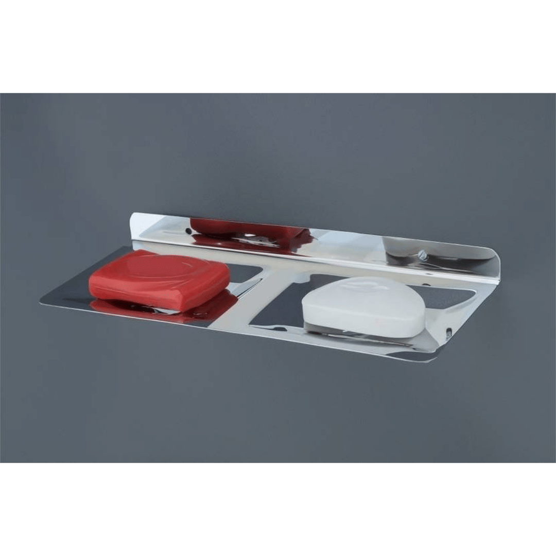     			BATHONIX Stainless Steel Square Double Soap Dish Holder for Bathroom/Bathroom Soap Stand Wall Mount in Chrome Finish for Wash Area/Kitchen & Bathroom Fittings (Set of 1)